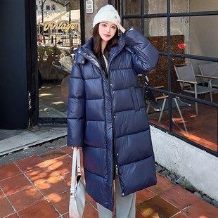 超厚实好看棉袄2025女冬新款过膝中长款保暖羽绒棉服连帽防风外套
