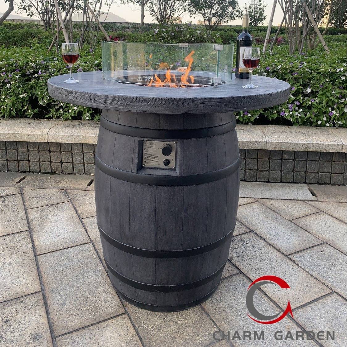 户外庭院暖炉家具方形咖啡桌欧美燃气火盆取暖器景观火炉真火壁炉