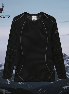 SPYDER蜘蛛秋冬女弹力无缝针织吸湿抗菌圆领长袖T恤38B013501BLK