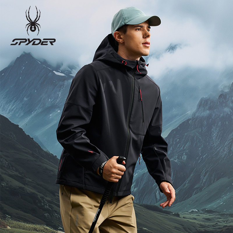 SPYDER蜘蛛秋冬男梭织连帽软壳夹克25CF117M