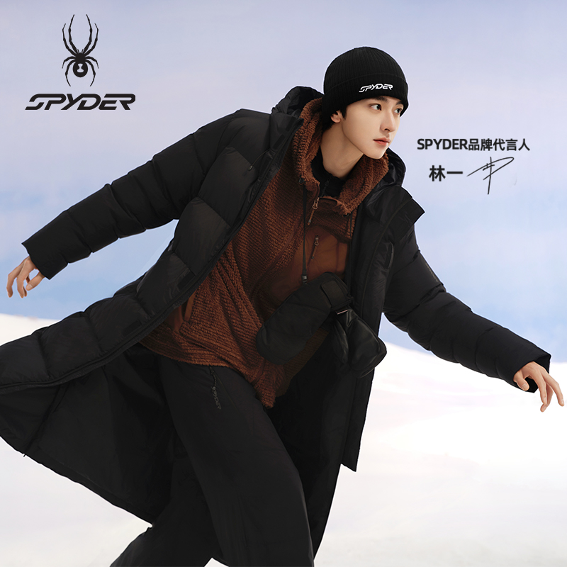 【林一同款】SPYDER蜘蛛秋冬男长款连帽厚羽绒服25CF219M