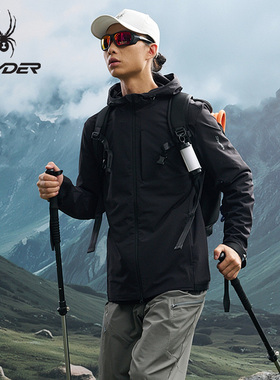 SPYDER蜘蛛秋冬男子宽松防风保暖休闲运动梭织连帽夹克25CF133M