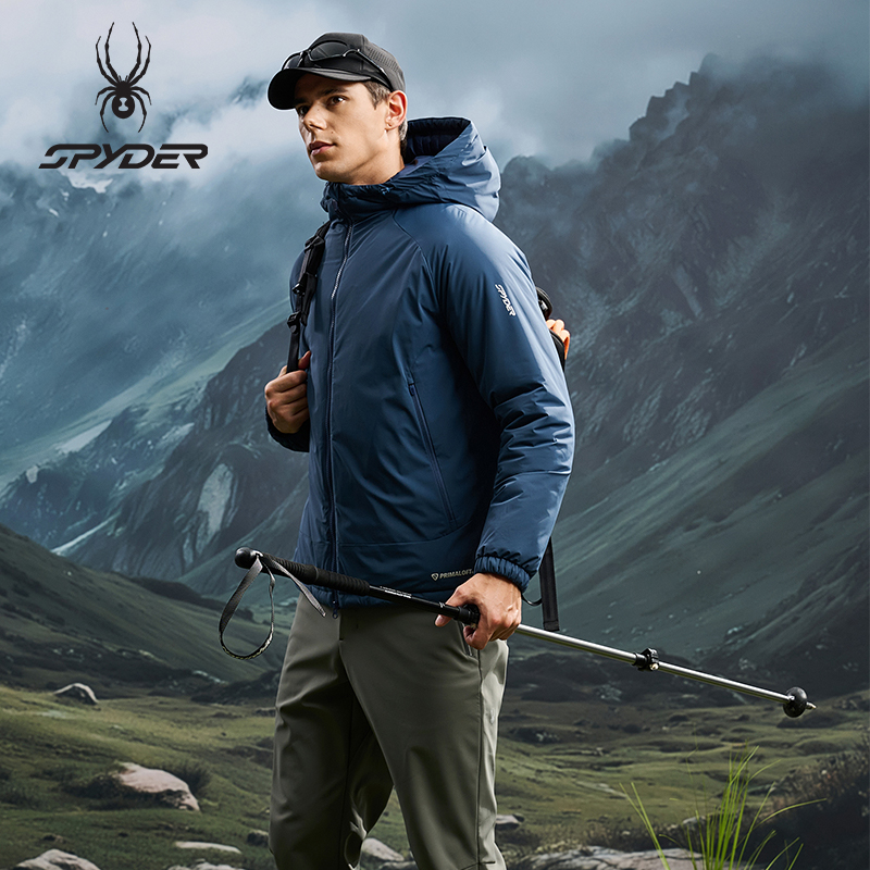 蜘蛛秋冬男子P棉防风连帽厚棉服