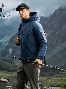 SPYDER蜘蛛秋冬男Primaloft棉防风防泼水短款连帽厚棉服25CF211M