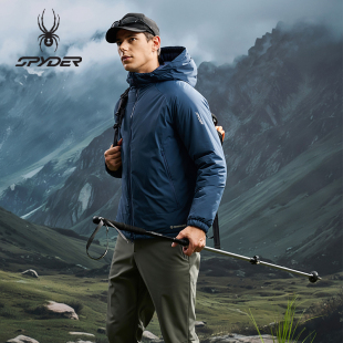 SPYDER蜘蛛秋冬男Primaloft棉防风防泼水短款 连帽厚棉服25CF211M