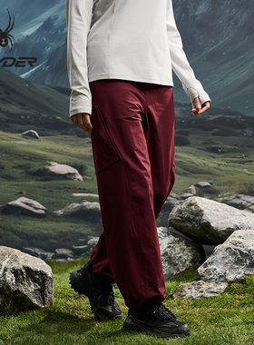 SPYDER蜘蛛秋冬女简约弹力登山尼多拉链口袋梭织直筒长裤25CF530W