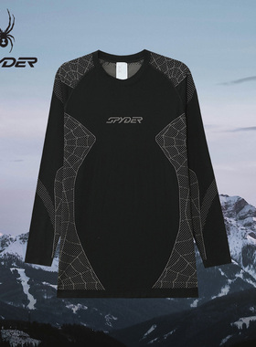 SPYDER蜘蛛秋冬男中弹无缝针织吸湿抗菌圆领长袖T恤38A013500BLK