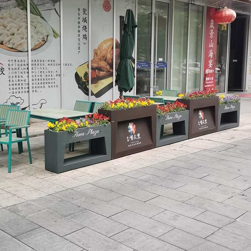 户外花箱带镀锌板楼顶阳台绿植景观组合不绣钢围栏花箱组合