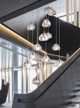 美晶式樱桃水玻璃球吊灯现MTD餐代复式个楼梯灯LED厅创意性流星吊