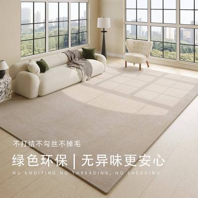 客满厅地毯高品质纯色防水抗纯色百搭污加厚卧铺奶风地垫室轻奢油