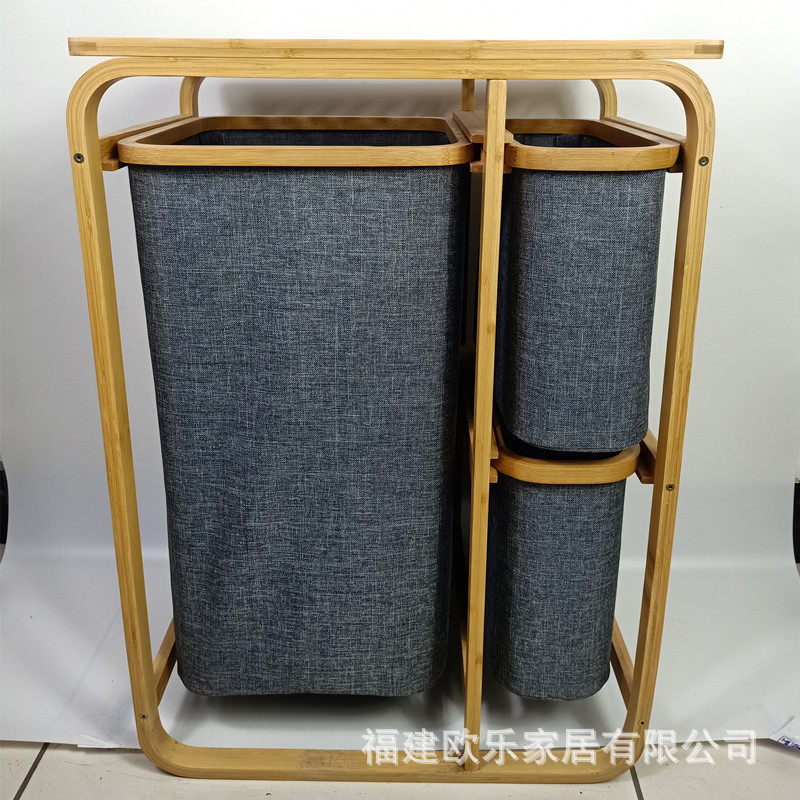 竹制异形防尘分格三抽屉收纳架
