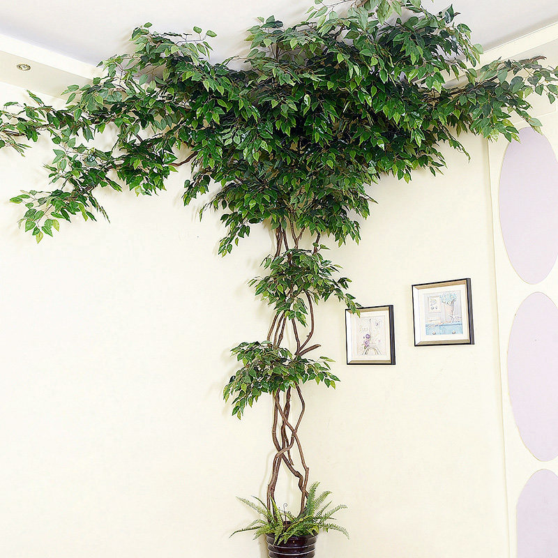 树叶树枝树藤假花藤蔓藤条室内客厅墙面阳台管道绿植物墙装饰