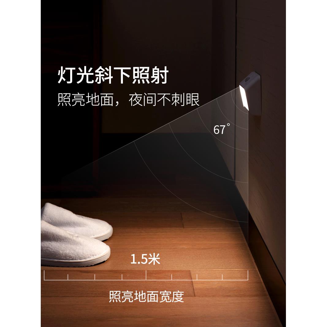 智智能小夜灯人体感灯QFF应联免动感应充电壁灯地脚灯L物ED楼梯布