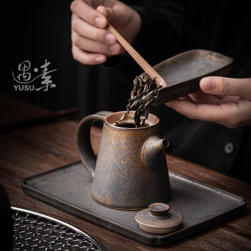 中壶式粗陶茶泡壶家用手持过小茶单壶茶QKA水壶陶瓷滤手抓壶仿古