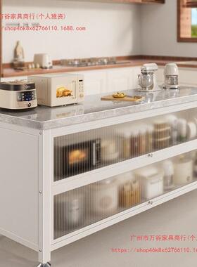 厨房置RUW物架岩板炉落地多层收橱纳微波多功能餐边储物柜子厅客