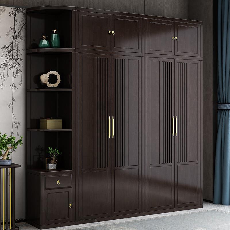 新中式实木柜三四五门卧室家大用经济型开门衣橱收衣纳六现GUT代