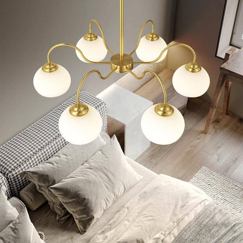 法式SVC奶中古客厅吊灯创意油风灯卧餐厅灯室全铜轻奢田园广东中