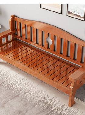 实木组沙发现代约小户型木质三EFP人位合农村新中式厅全简实木严