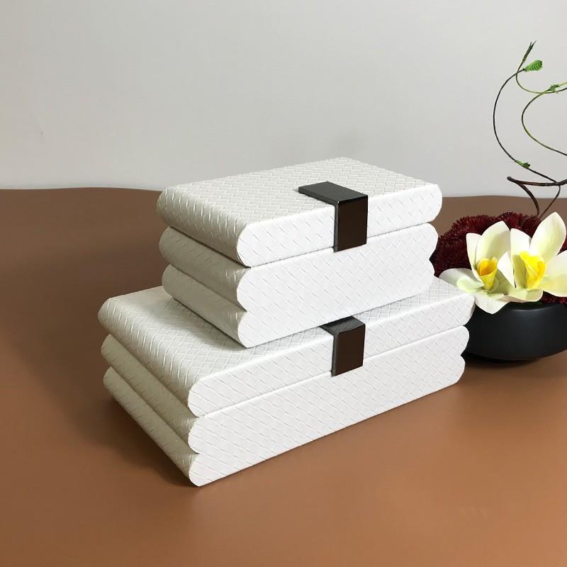 现代约织简纹收纳盒样板间装编ORS饰品客厅玄关卧床室头柜木质摆