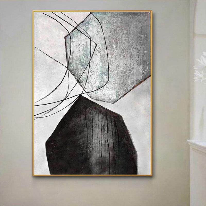 PBH手绘油画来石运转玄关饰画装抽象极简挂画走廊过道纯入户玄幻