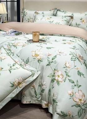 夏A类60支兰精XDF45475天丝数码印花四件套季睡裸丝滑莱被赛尔套