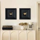 法式 古典蝴蝶画餐 饰画黑色挂花纹Y030实木美式 中古厅欧框式 客厅装