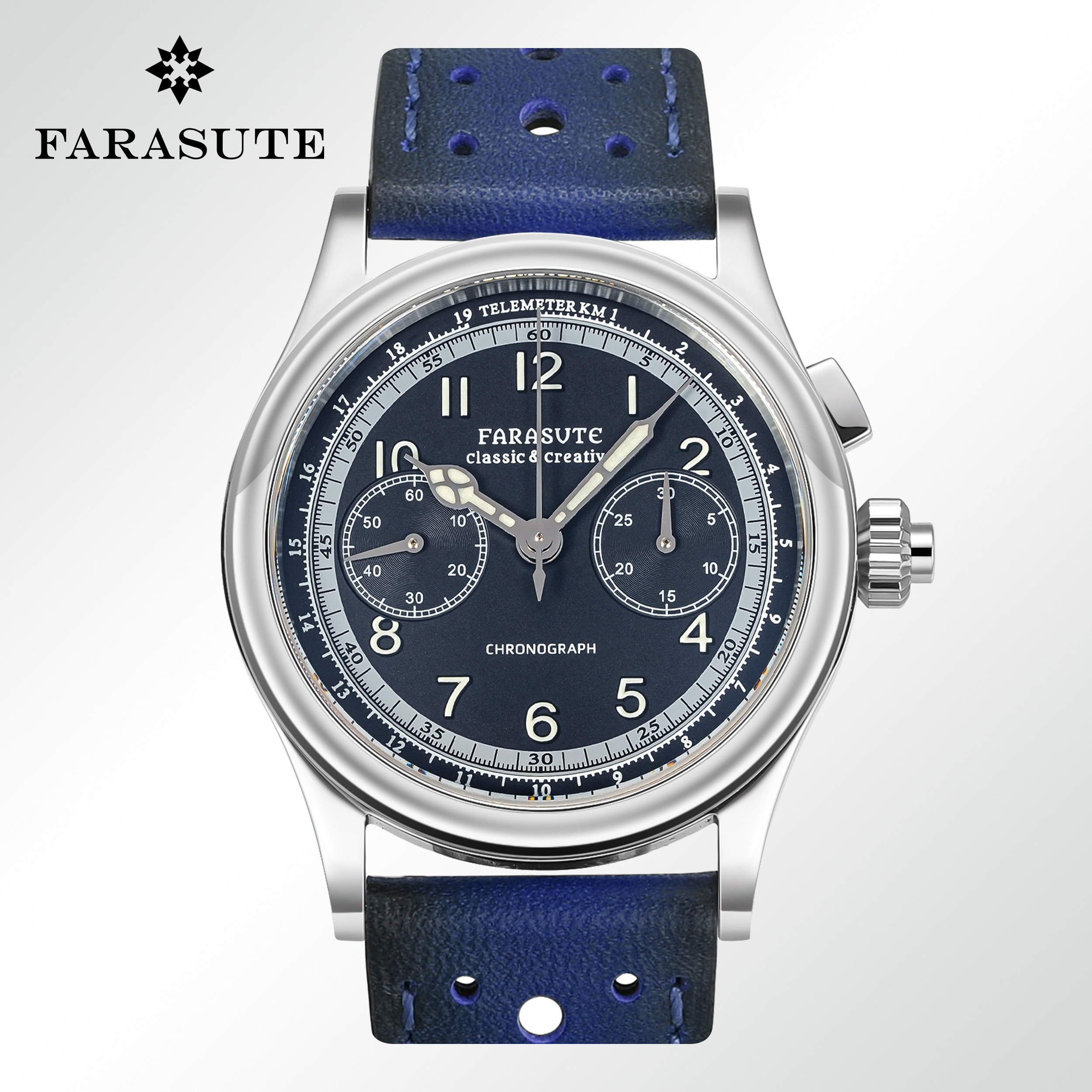 farasute计时码表瑞士夜光手动机械表轻奢休闲款防水男士机械手表