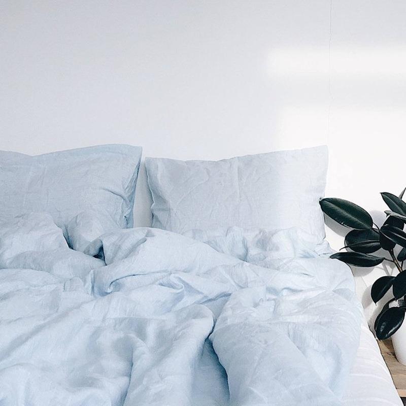 纯亚麻件套床上用品欧式简5约纯色双床单被FEC套人被罩枕套1四.8m