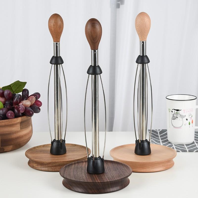 实木意纸OAO巾物架免创打孔榉房木卷纸收纳架柱厨用纸巾立式置架