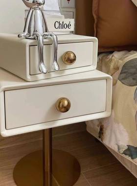 WX实KX0床18木腐块头柜现代简约收纳VUG柜旋豆转卧室轻奢少