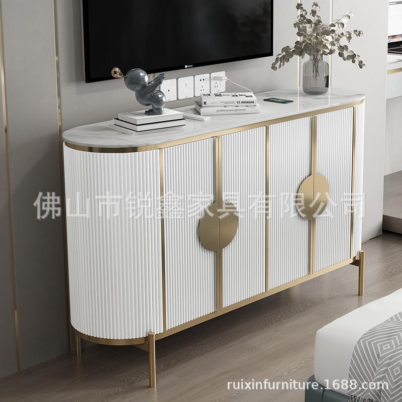 意式轻奢客岩大板餐边柜客厅理石一置物玄关厅柜JZV进门体储物柜
