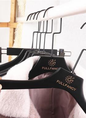 黑色实木衣挂裤子衣架成连体木质撑裤架夹人酒店服店装定BPN制包