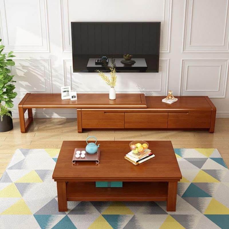 实木新款电视柜全茶几组合套装LTB客厅具家套农村家用小储户型物