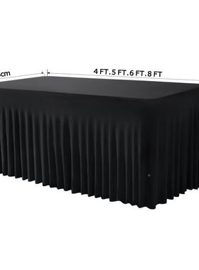 议桌布方形长条长会桌裙tlznfgj#展会酒店商务活动台桌围桌裙套台