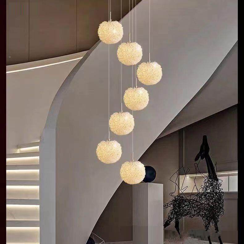 轻奢loft挑梯105间吊复楼式别墅客厅水晶旋转长吊灯高荔枝绣球灯,家装灯饰光源,智能吊灯,淘宝优惠券,粉丝福利购,淘宝优惠卷