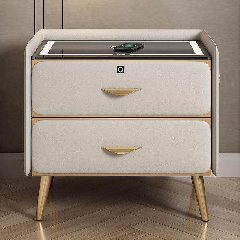 轻奢板免安装储物柜ZKU卧边皮质床柜小岩型室置物架实木床头柜