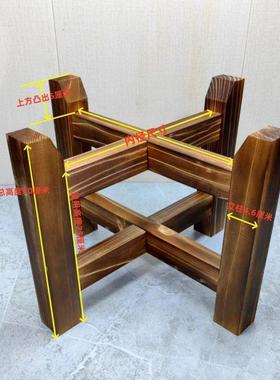 古法陶瓷鱼F9987J85支缸底酒架子水缸木脚架花盆架酒坛缸木架实木