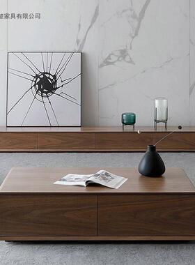 简地柜电视柜胡桃色户型客小厅超窄全实极木落地整83628装台地电