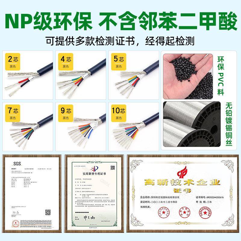 UL62NRJ44屏线23456789带芯编织铝箔屏蔽线信蔽号线缆