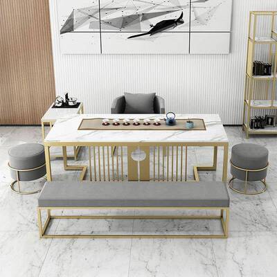 司椅新中式大理石茶桌组合家小户型RDD轻用奢泡茶桌公待客洽谈茶