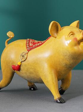 铜富贵金猪彩铜件肖福猪工艺生品家QPQ居客厅桌面全装饰品开业摆