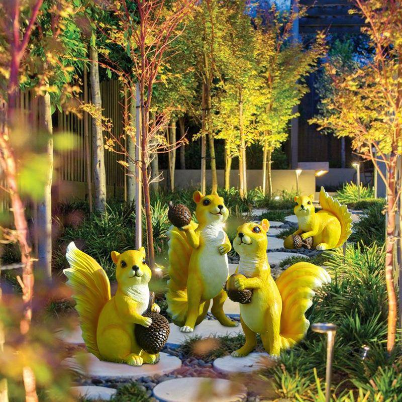 户外玻璃钢松鼠雕塑花园林广摆场院仿真动物庭景无品牌/观陈装饰