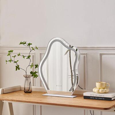 台式LED妆云镜朵化梳MQL妆网红带灯桌面异形妆台女孩补光美镜插电