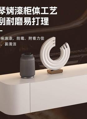白色悬电岩视柜茶几空组合板小户型悬挂式现代简约悬QXT奶浮客厅