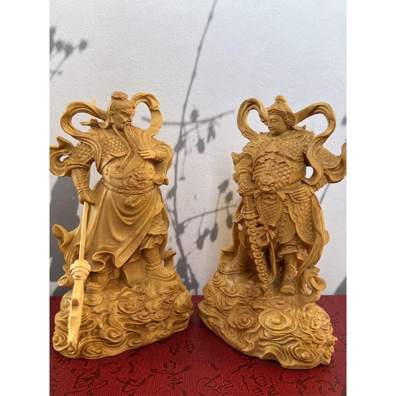 小黄杨木雕伽蓝韦陀公客厅中式摆SQK件关神护法实木人物叶工门艺