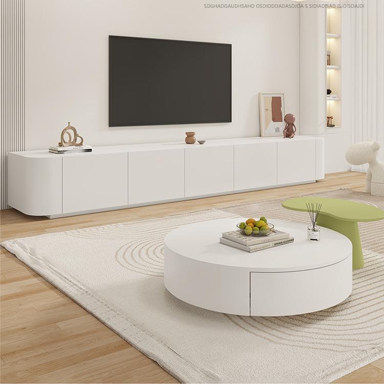 奶组油风白色圆形小茶几合法式轻奢户型现设计师无品牌/代简约客