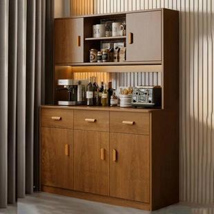 餐轻边纳柜靠实墙一体橱柜现代简约客厅收柜仿木奢酒柜置物606储