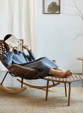 F7686TS82I椅沙发躺椅大人休家用摇藤摇摇椅单人懒人沙发编卧室闲