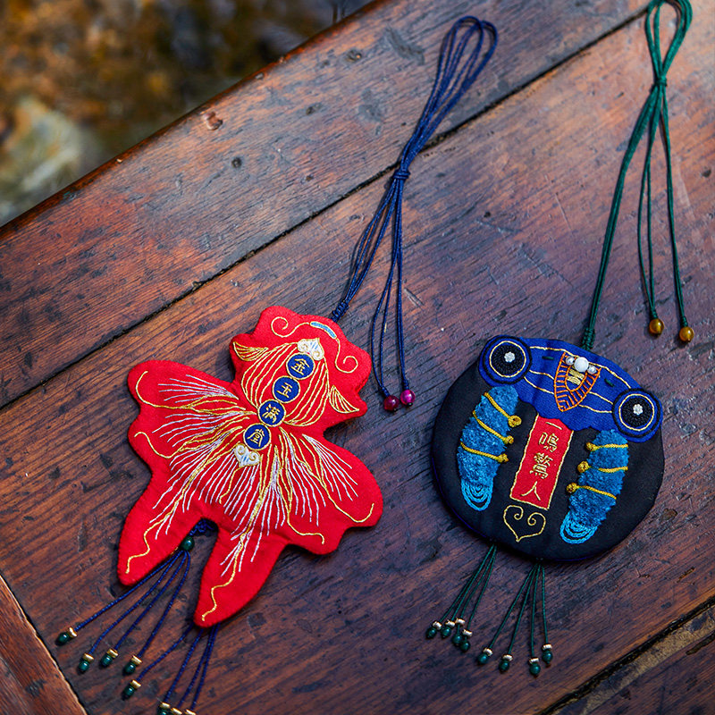 王的手创 荷包手工刺绣diy材料包平安符送男友礼物中国风香囊挂件