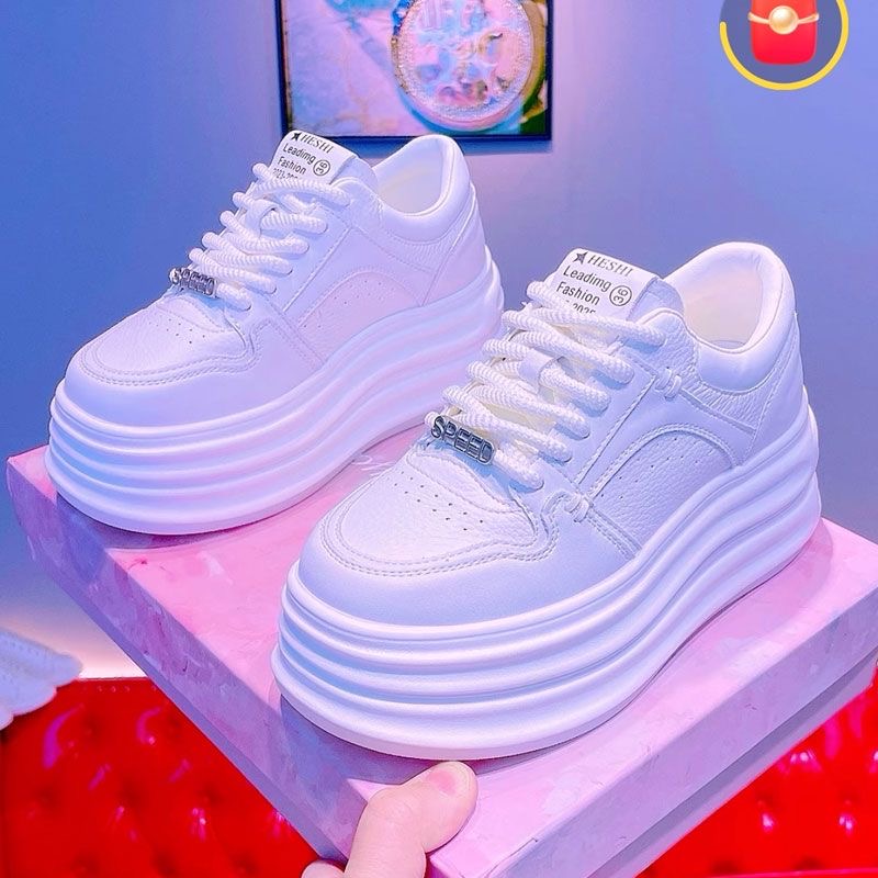 欧洲站厚底增高松糕鞋女2025年新款四季款高颜值小白鞋百搭休闲鞋
